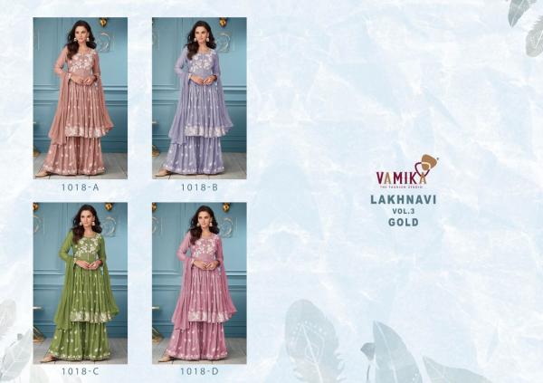 Vamika Lakhnavi Vol 3 Gold Rayon Designer Readymade Suit